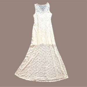 Monteau Lace Maxi Dress Lined Cream Size Large